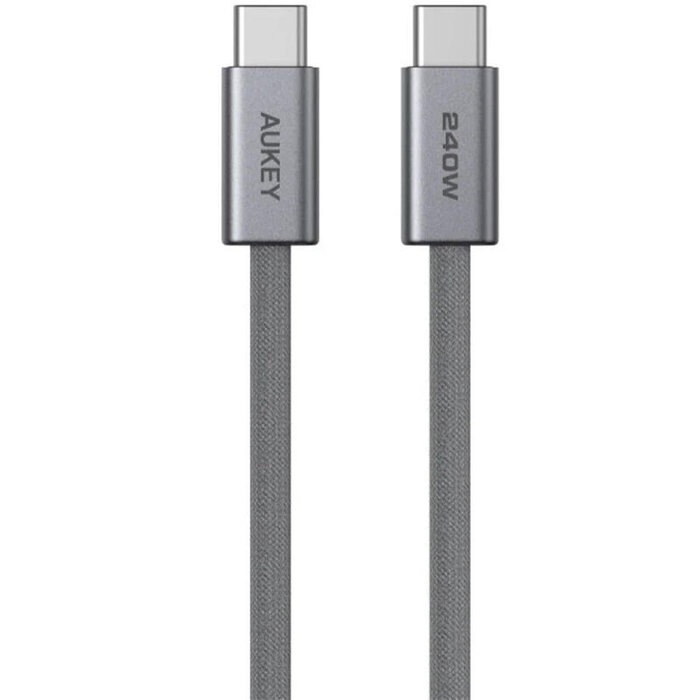 Android/ AUKEY CB-DCC241 C to C 240W/480Mbps 1.0M Braided Cable USB2.0 Gunmetal