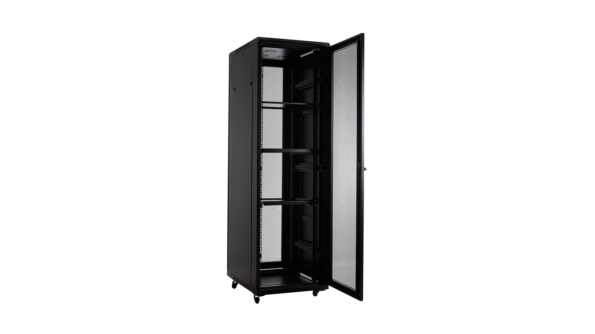 საკომუნიკაციო კარადა (რეკი) Finen, A38042 -  42U 800x1000 mm, წინა და უკანა პერფორირებული კარებით